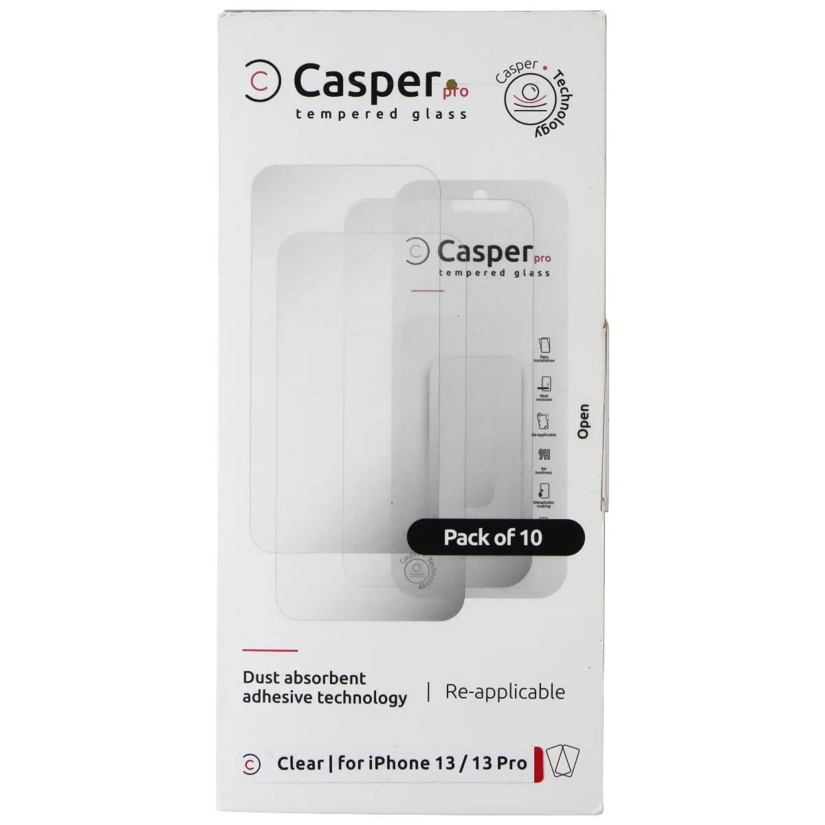 Casper Pro Tempered Glass for Apple iPhone 14/13 Pro/13 (10 Pack) - Clear