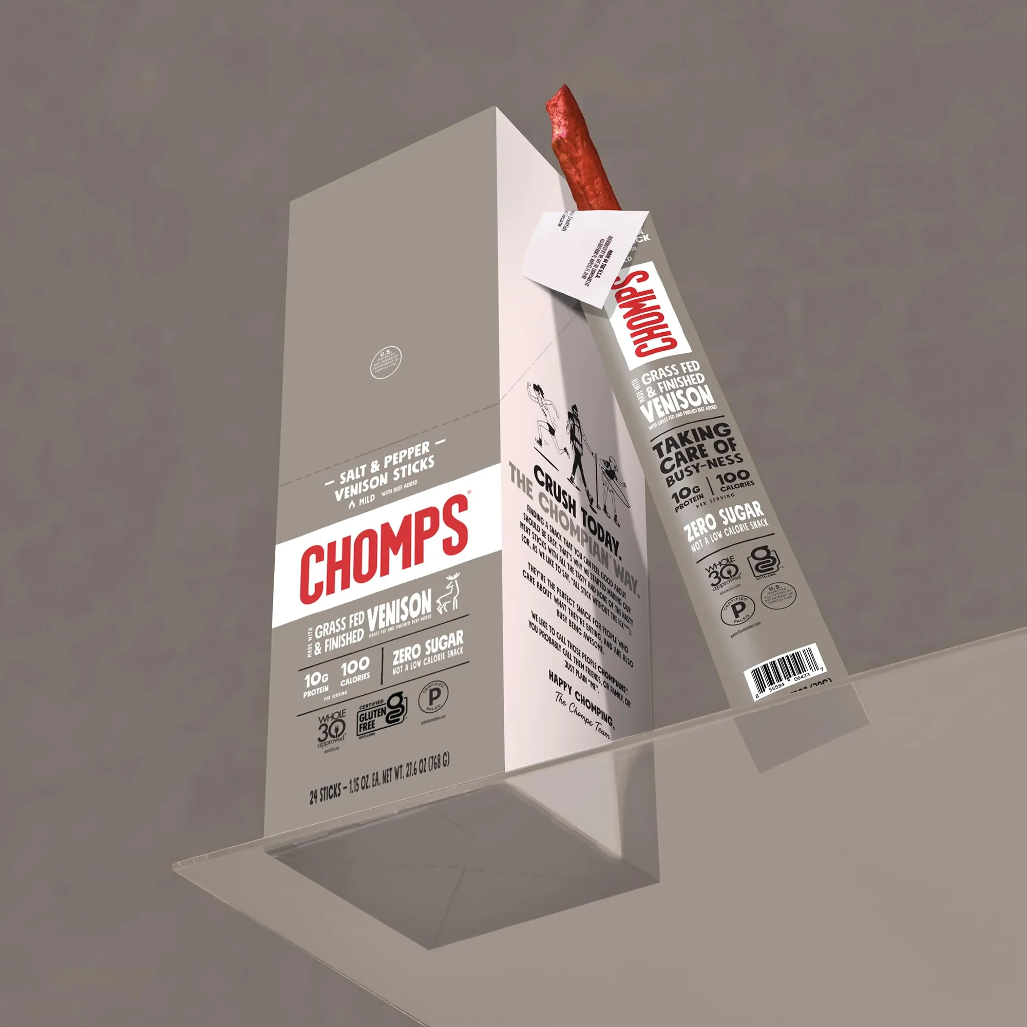 Chomps Venison Sticks Salt & Pepper - 1.15 Oz, Pack of 24