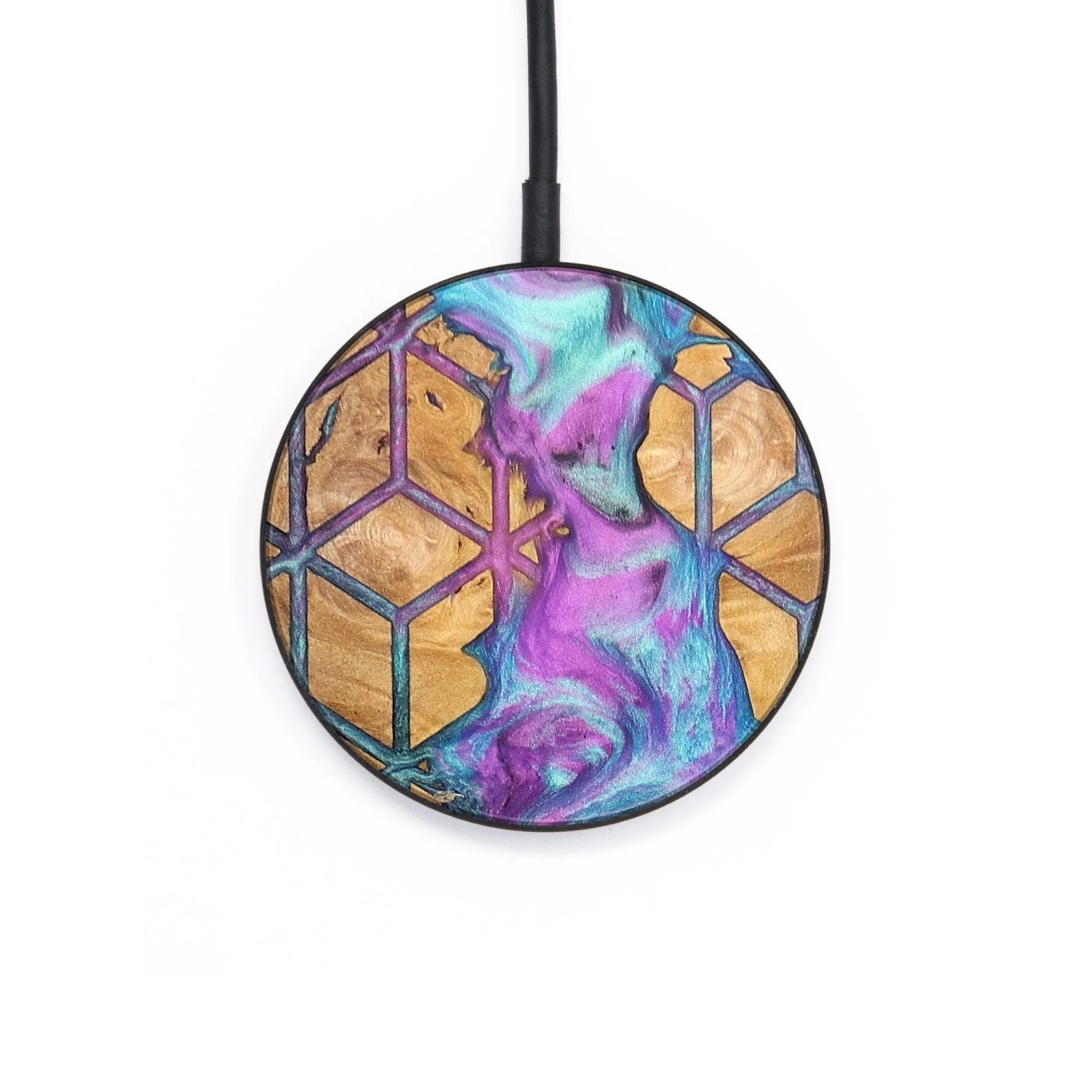 Circle Wood Resin Wireless Charger - Alexander (Pattern, 690801)