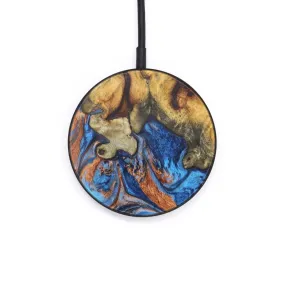 Circle Wood Resin Wireless Charger - Azul (Teal & Gold, 610138)