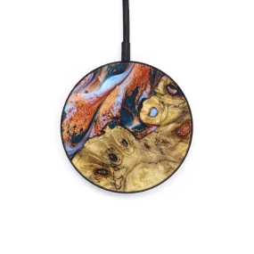 Circle Wood Resin Wireless Charger - Brandy (Teal & Gold, 634642)