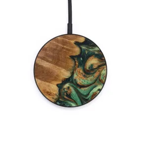 Circle Wood Resin Wireless Charger - Carolyn (Green, 644448)