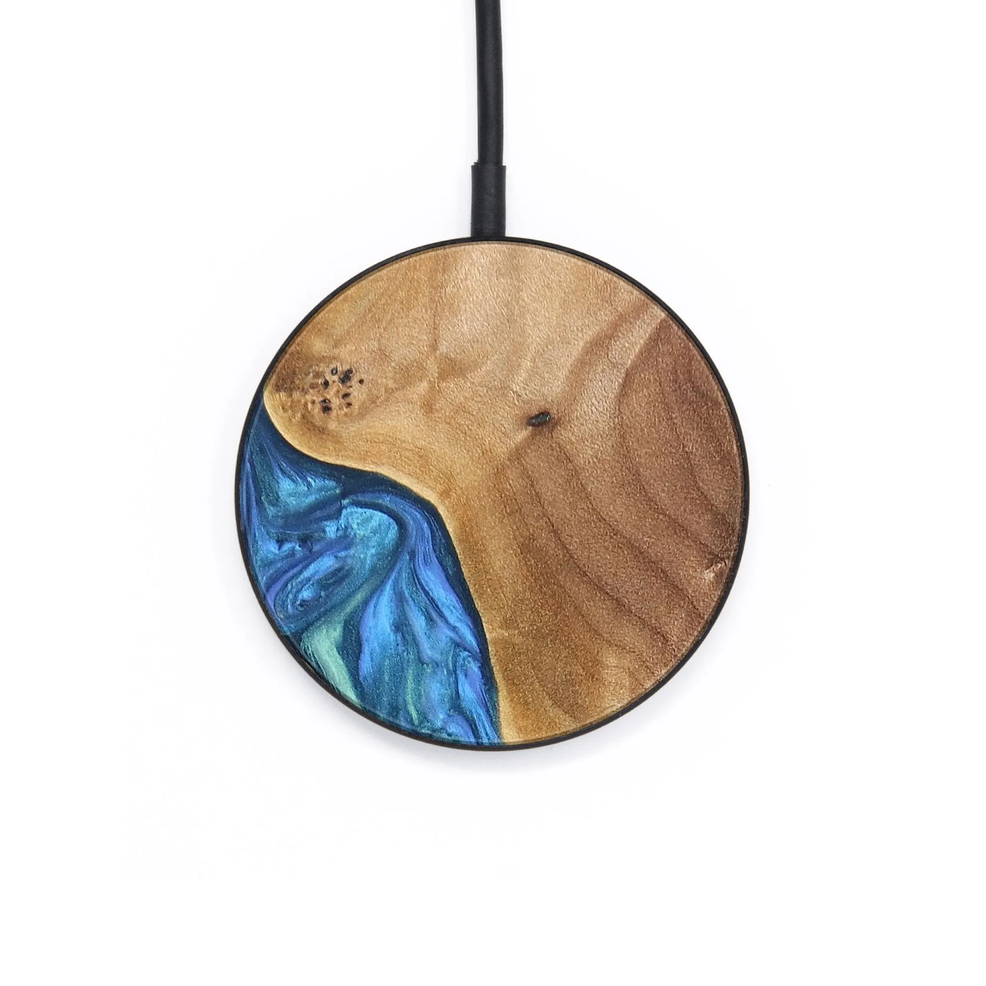 Circle Wood Resin Wireless Charger - Charlie (Blue, 690841)