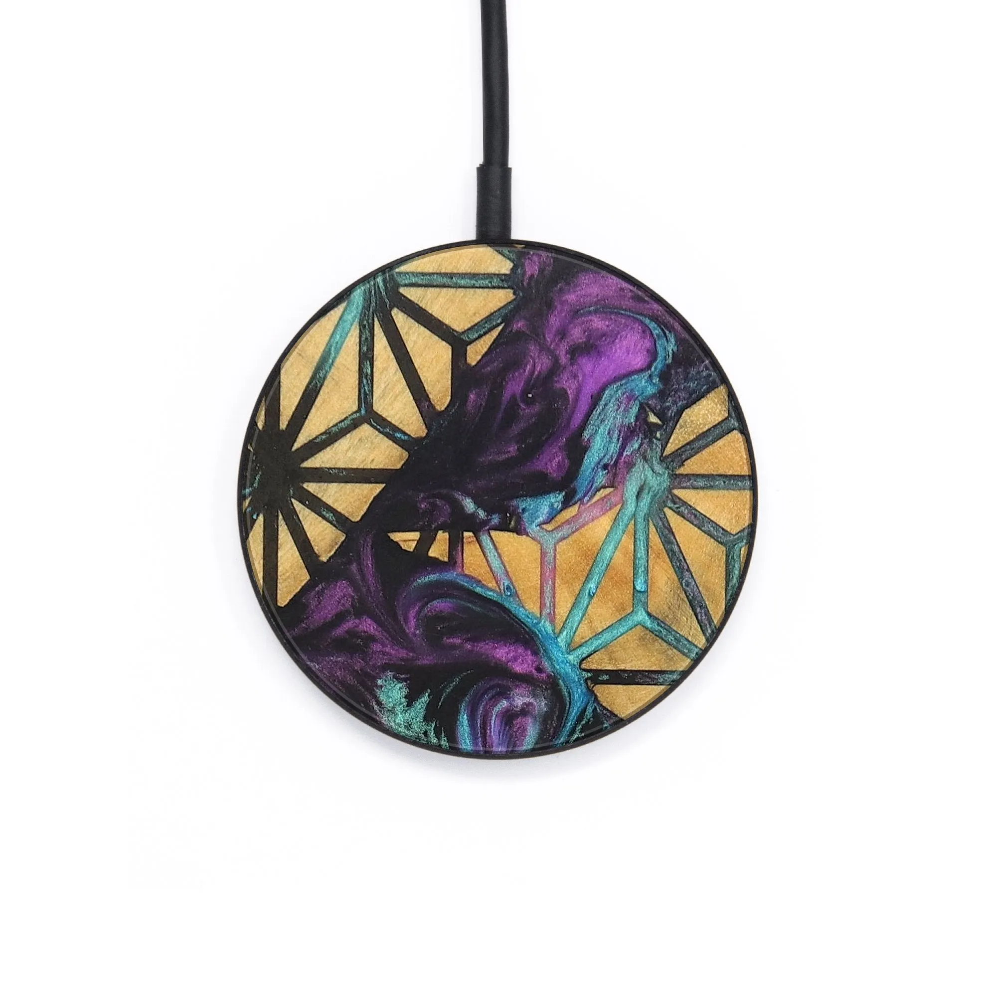 Circle Wood Resin Wireless Charger - Connie (Pattern, 695470)