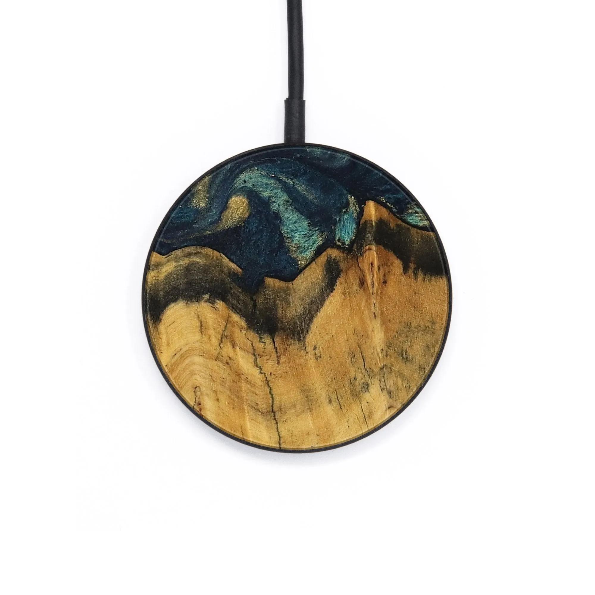 Circle Wood Wireless Charger - Arlen (Teal & Gold, 736313)