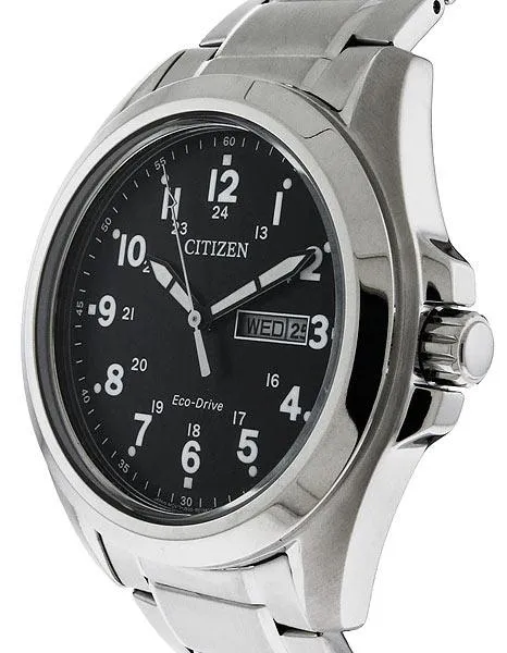 Citizen Eco-Drive Mens Chandler - Black Dial - Day/Date - 12/24 Hr - Bracelet