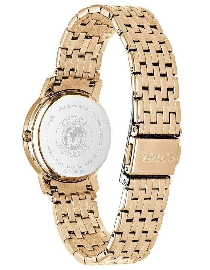 Citizen Eco-Drive Womens Silhouette Crystal Watch - Rose Gold-Tone - Bracelet