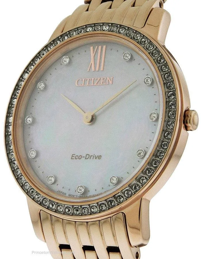 Citizen Eco-Drive Womens Silhouette Crystal Watch - Rose Gold-Tone - Bracelet