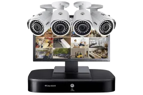 Complete Security Camera System with 8-Channel 4K DVR, Four 1080p Outdoor Security Cameras and Monitor