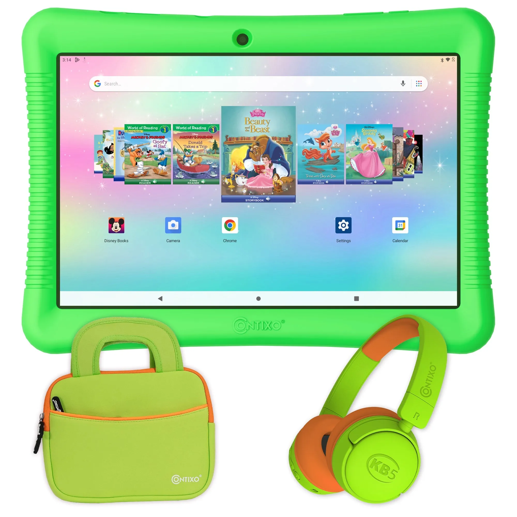 Contixo K102 10" Kids Tablet, Bluetooth Headphones, Tablet Bag, & Stylus Bundle by Contixo