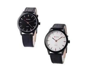 CURREN Analog Round Dial PU Leather Men Wrist Watch