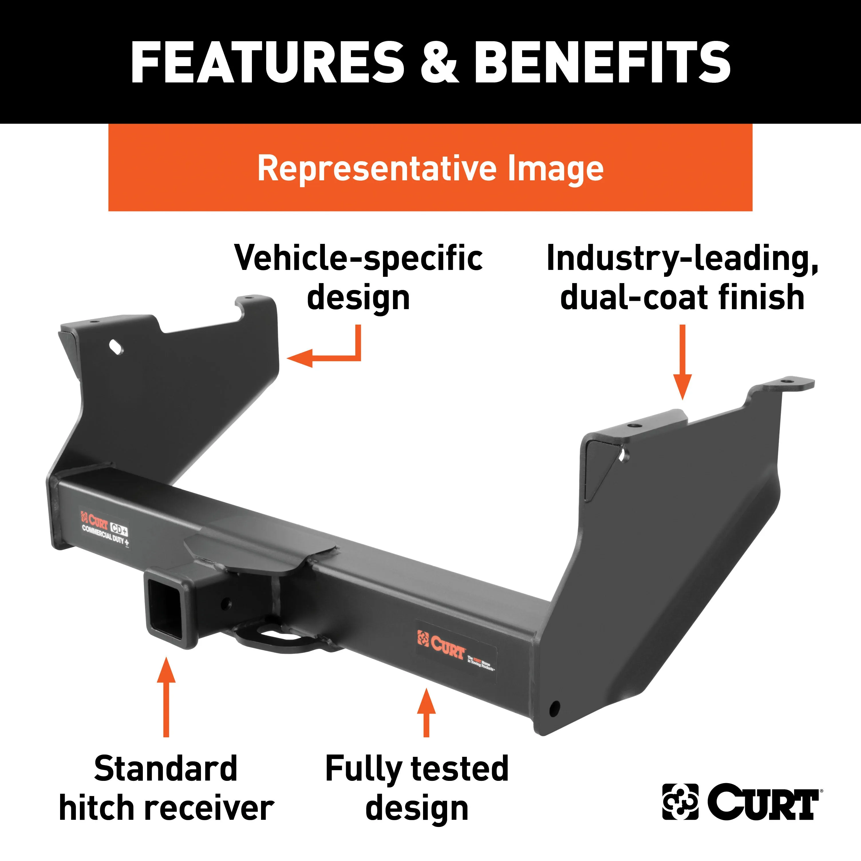 CURT 15802 Commercial Duty Class 5 Hitch; 2-1/2in.; Select Ford F250; F350; F450 Super Duty