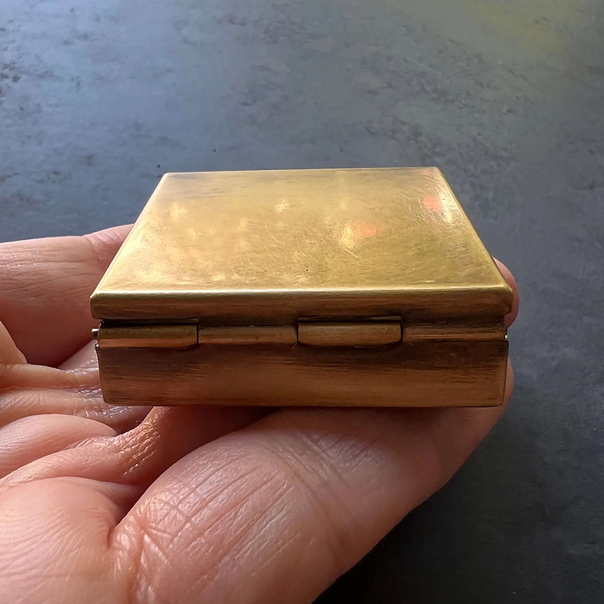 Customizable 1.5" Square Brass Pill or Trinket Box with Your Choice of Engraving and/or Animal on Lid — Perfect Pillbox for Purse or Pocket!