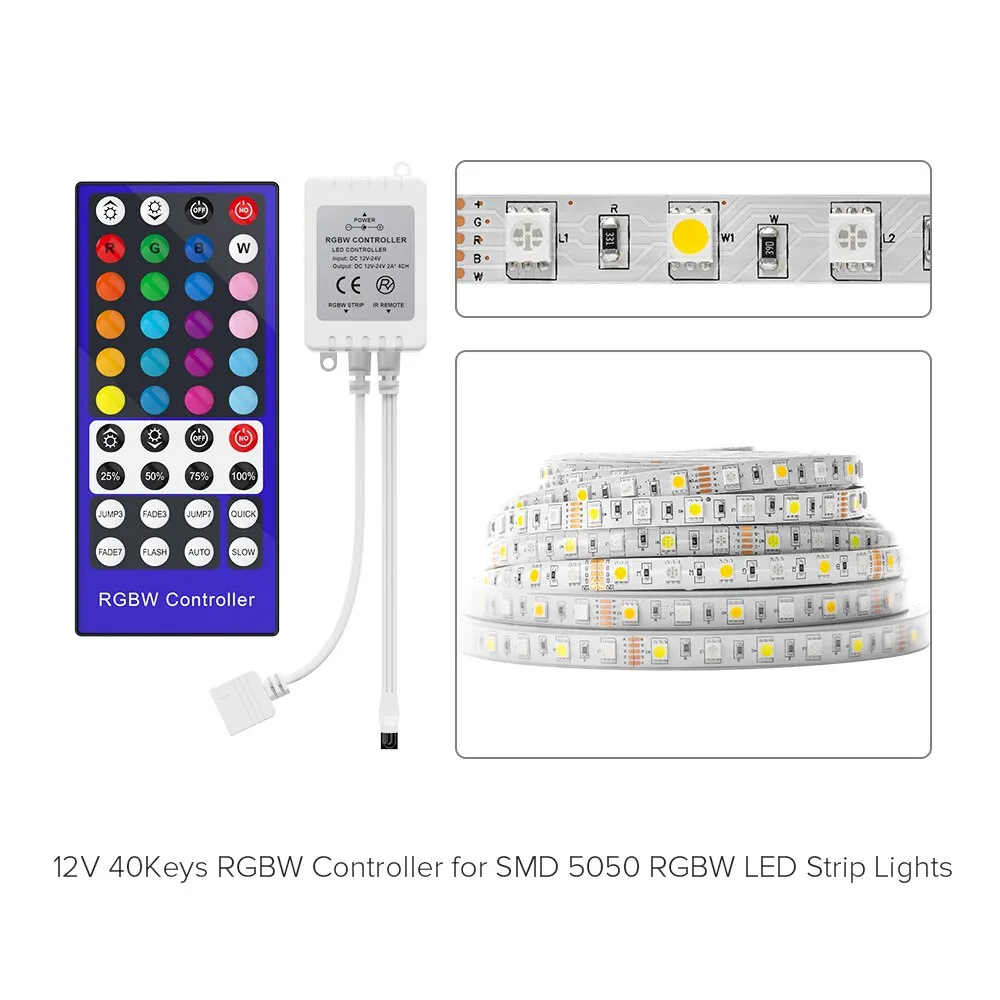 DC12V RGBW Controller Dimmer 40 Key 5 Pins IR Remote Control 4 Channels LED Controller For SMD 5050 RGBW RGBWW LED Strip Lights