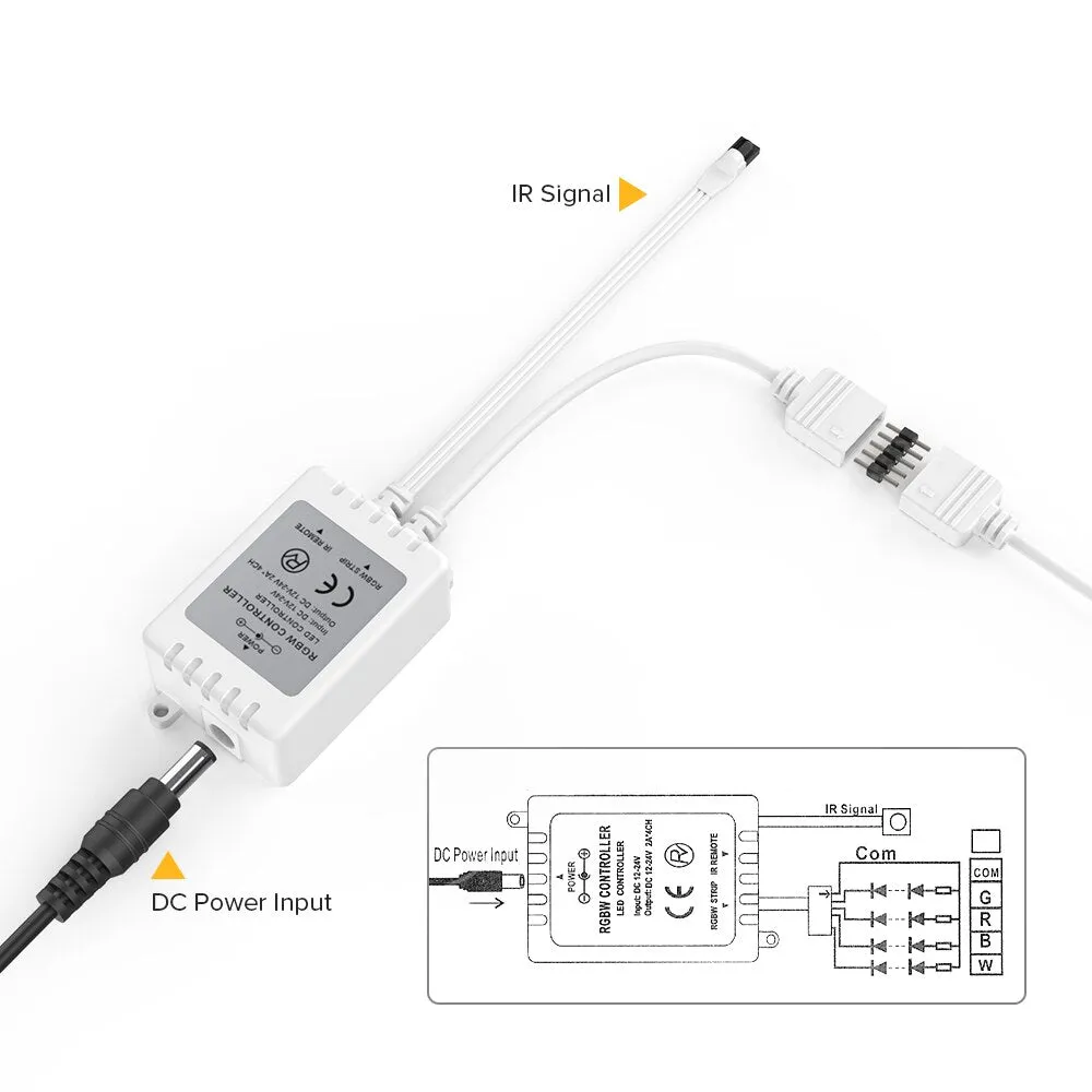 DC12V RGBW Controller Dimmer 40 Key 5 Pins IR Remote Control 4 Channels LED Controller For SMD 5050 RGBW RGBWW LED Strip Lights