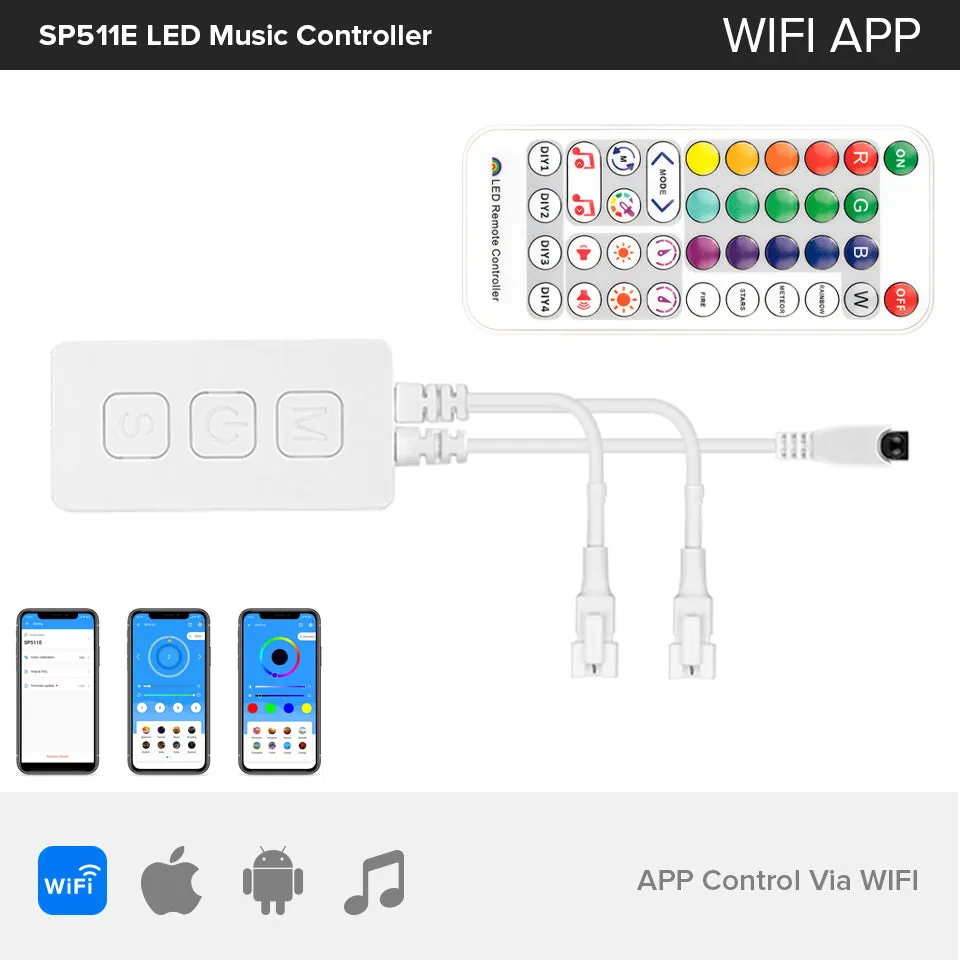 DC5V-24V WS2812B Led Strip Light Controller Bluetooth SP105E SP110E Wifi SP108E Music SP107E SP601E WS2811 SK6812 Lights