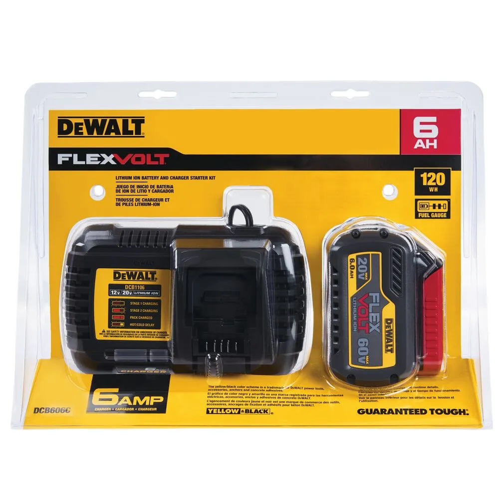 DeWalt DCB606C FLEXVOLT 20V/60V MAX Lithium-Ion Battery and Charger Starter Kit (6 Ah)