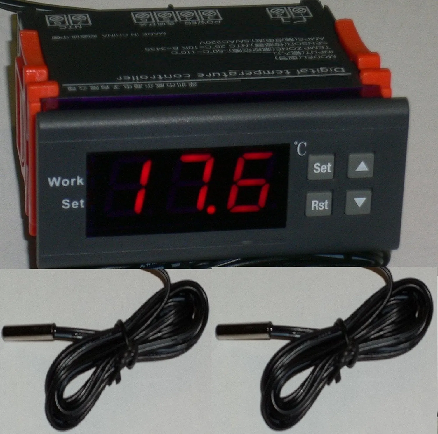 Differential Temperature Controller T2-T1 Thermostat Water Heater, Pool Solar Panel Pump 2 Sensors Fahrenheit Celsius