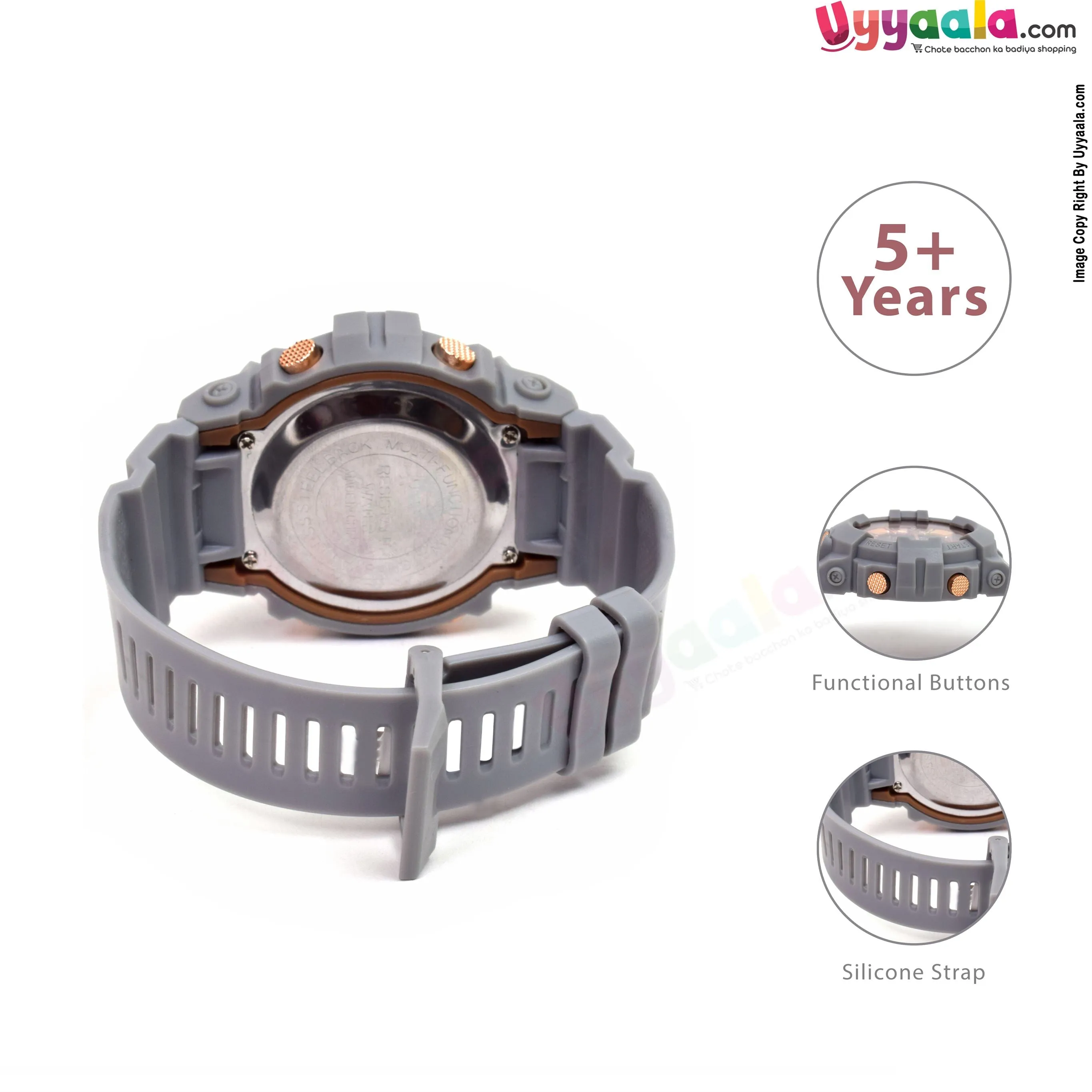 Digital sports watch for kids -grey, 5   years