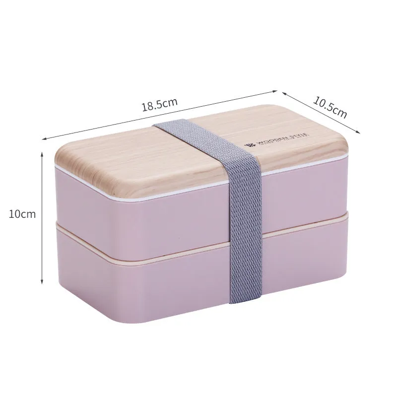 Double Plastic Compartment Lunch Box Student Microwaveable Lunch