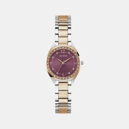 Dress Women Quartz Purple Dial Analog Recycled Steel Watch GW0767L5