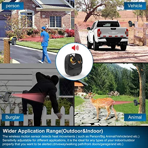 Driveway Alarm- 1/2 Mile Long Range Wireless Driveway Alarm Outdoor Weather Resistant Motion Sensor&Detector-DIY Security Alert-Monitor&Protect Outdoor/Indoor Property - 1 Receiver and 2 Sensors