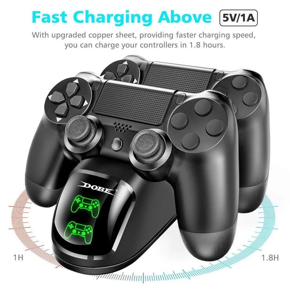 Dual USB Handle Fast Charging Dock Station Stand Charger for PS4/PS4