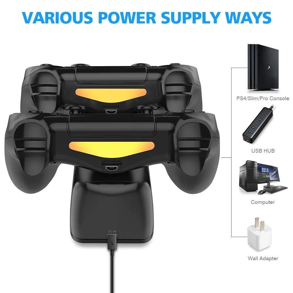 Dual USB Handle Fast Charging Dock Station Stand Charger for PS4/PS4