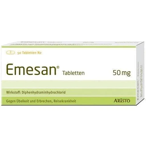 EMESAN, diphenhydramine hydrochloride, motion sickness, nausea