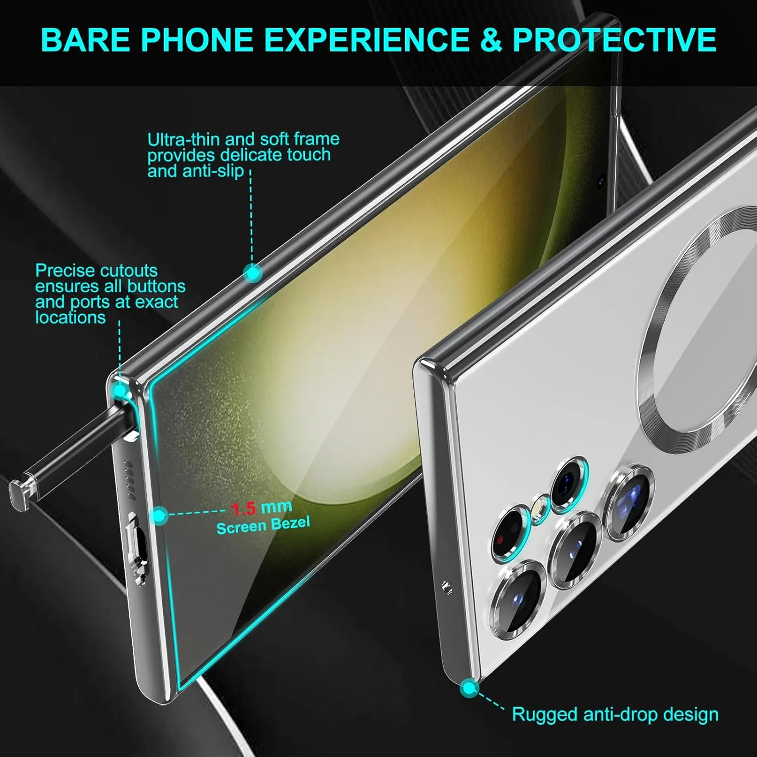 Entronix Samsung Galaxy S25 Ultra [Magnetic-Compatible] Case - Clear & Shiny,