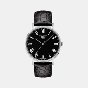 Everytime Men's Black Analog Leather Watch T1094101605300