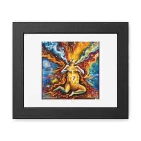 Expressive Painting Of Woman Giving Birth Depicted As An Explosion Of A Nebula 'Designed by AI' Wooden Framed Print