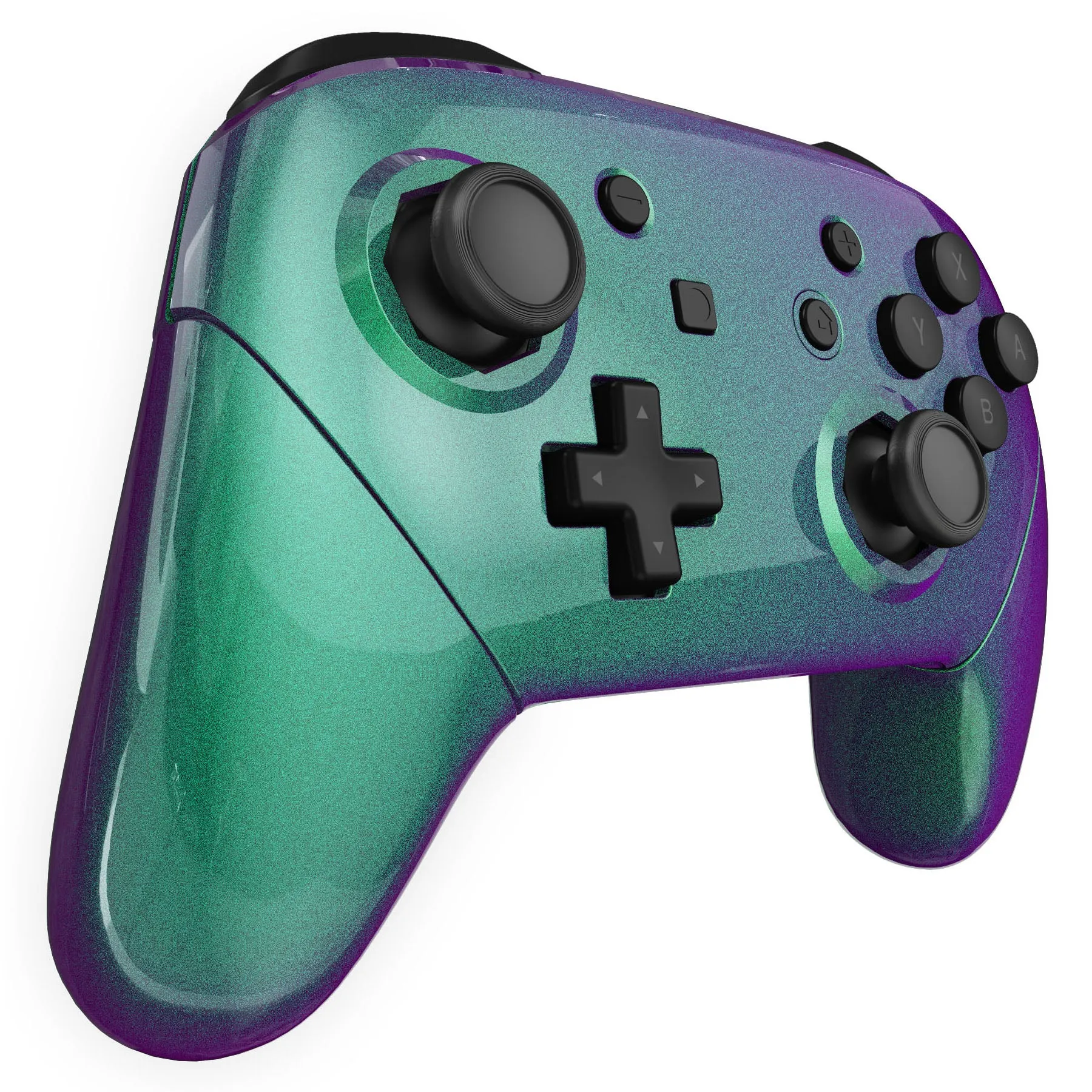 eXtremeRate Chameleon Green Purple Faceplate Backplate Handles Cover, Octagonal Gated Sticks Design DIY Replacement Grip Housing Shell for NS Switch Pro Controller - Controller NOT Included - FRE608