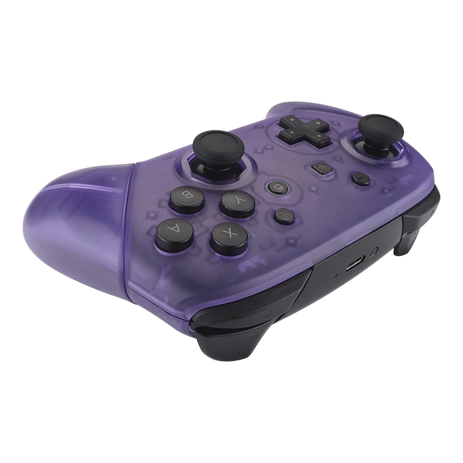 eXtremeRate Clear Atomic Purple Octagonal Gated Sticks Faceplate Backplate Handles, DIY Replacement Grip Housing Shell Cover for Nintendo Switch Pro Controller- Controller NOT Included - FRE605