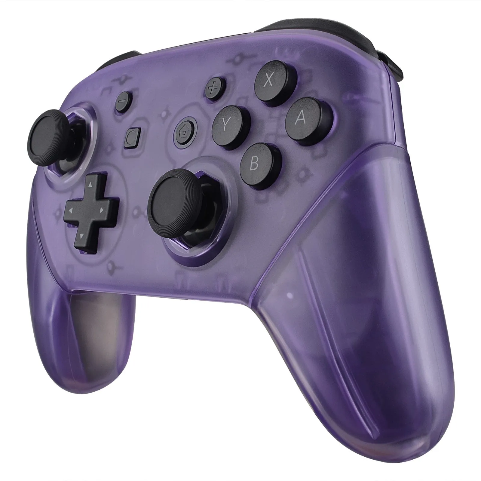 eXtremeRate Clear Atomic Purple Octagonal Gated Sticks Faceplate Backplate Handles, DIY Replacement Grip Housing Shell Cover for Nintendo Switch Pro Controller- Controller NOT Included - FRE605