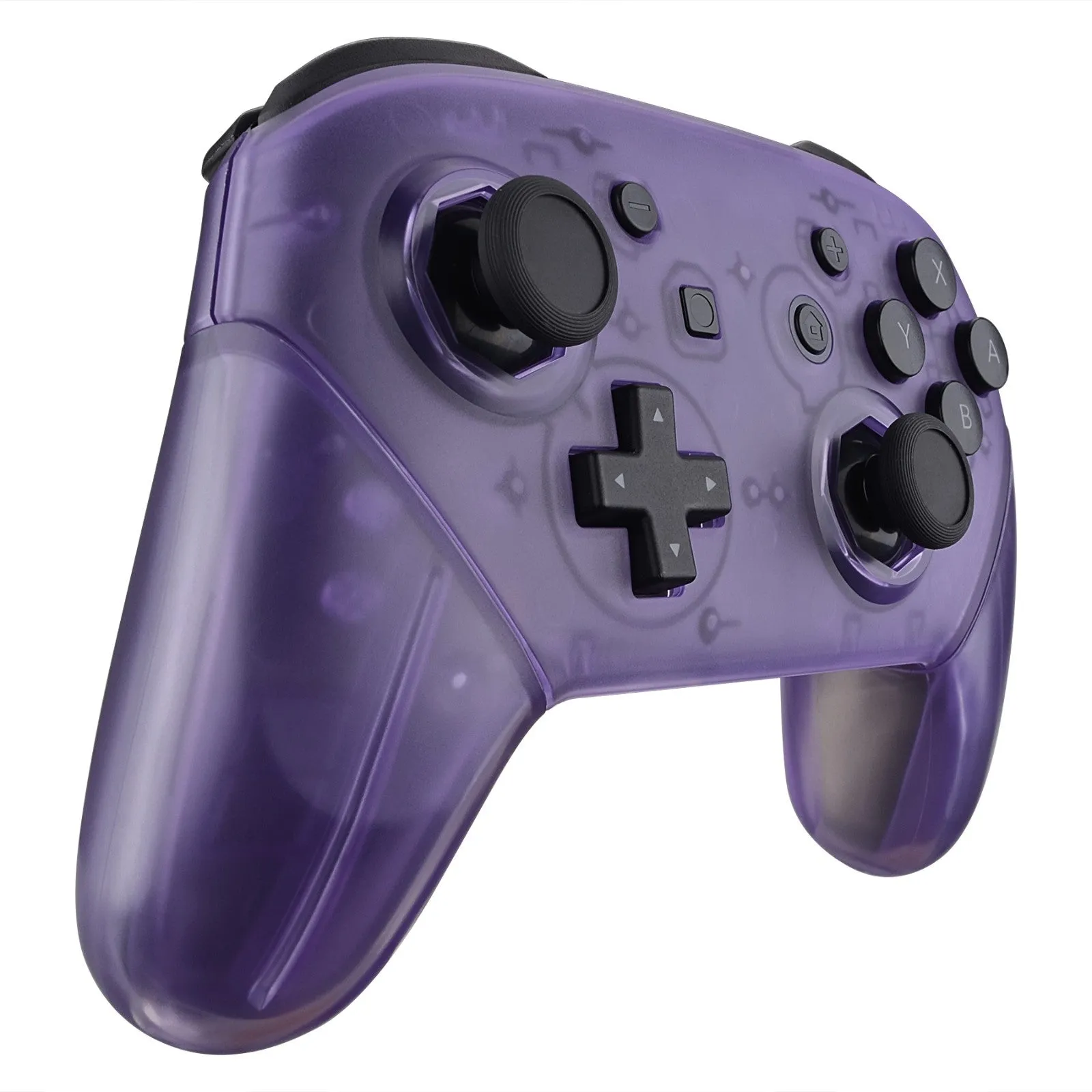 eXtremeRate Clear Atomic Purple Octagonal Gated Sticks Faceplate Backplate Handles, DIY Replacement Grip Housing Shell Cover for Nintendo Switch Pro Controller- Controller NOT Included - FRE605