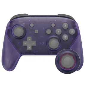 eXtremeRate Clear Atomic Purple Octagonal Gated Sticks Faceplate Backplate Handles, DIY Replacement Grip Housing Shell Cover for Nintendo Switch Pro Controller- Controller NOT Included - FRE605