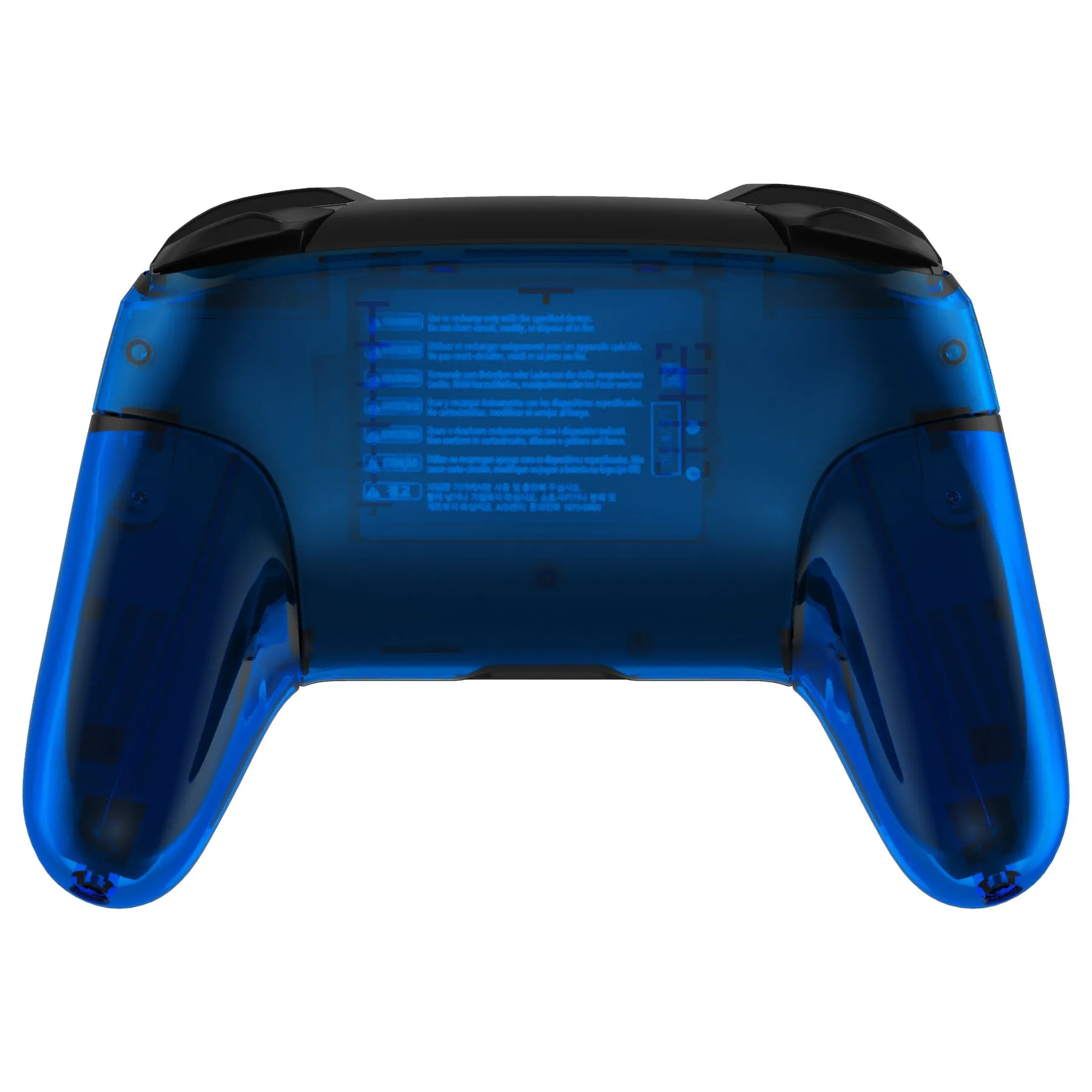 eXtremeRate Clear Blue Octagonal Gated Sticks Faceplate Backplate Handles, DIY Replacement Grip Housing Shell Cover for NS Switch Pro Controller - Controller NOT Included - FRE616