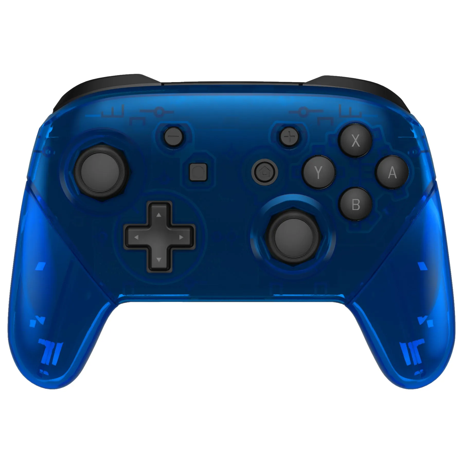 eXtremeRate Clear Blue Octagonal Gated Sticks Faceplate Backplate Handles, DIY Replacement Grip Housing Shell Cover for NS Switch Pro Controller - Controller NOT Included - FRE616