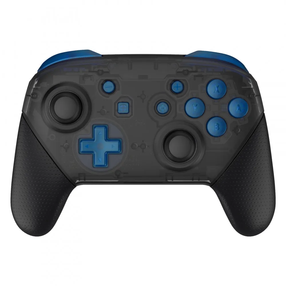 eXtremeRate DIY Replacement Full Set Buttons for Nintendo Switch Pro Controller - Transparent Blue - KRM512