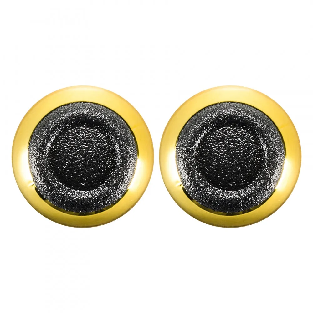 eXtremeRate Replacement Chrome Gold Buttom Black Rubber Thumbsticks For PS4 Controller - P4J0119