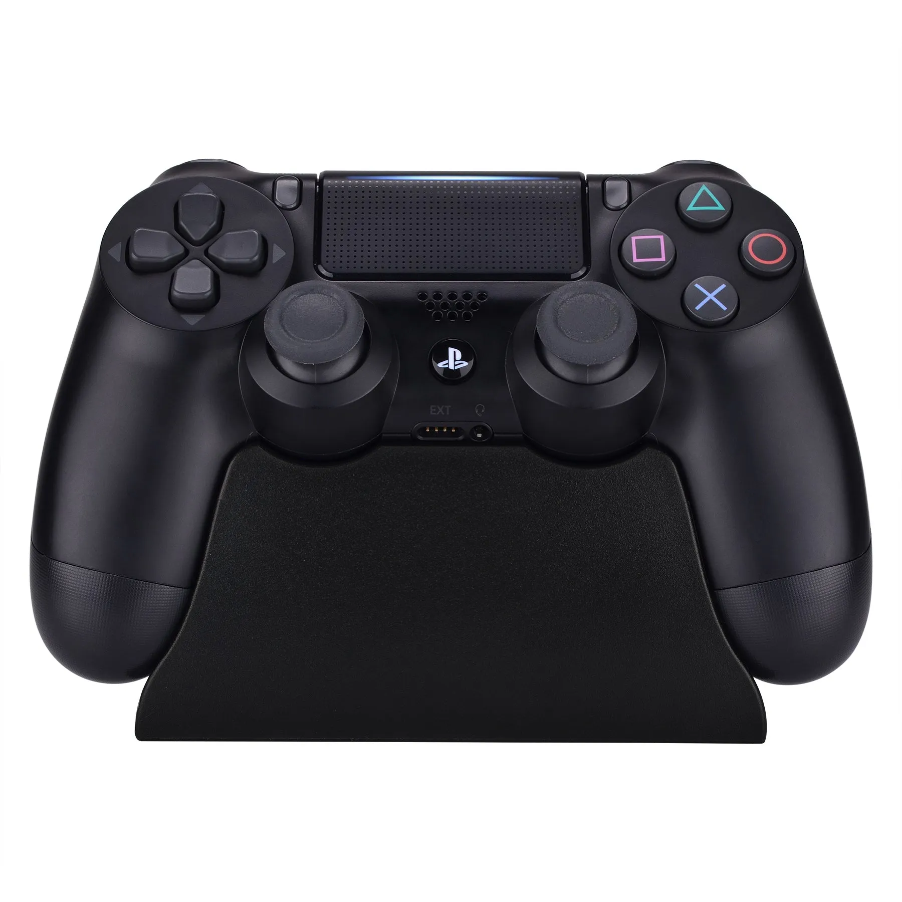 eXtremeRate Solid Black Controller Display Stand for PS4, Gamepad Accessories Desk Holder for PS4 Slim PS4 Pro Controller with Rubber Pads - SP4H01