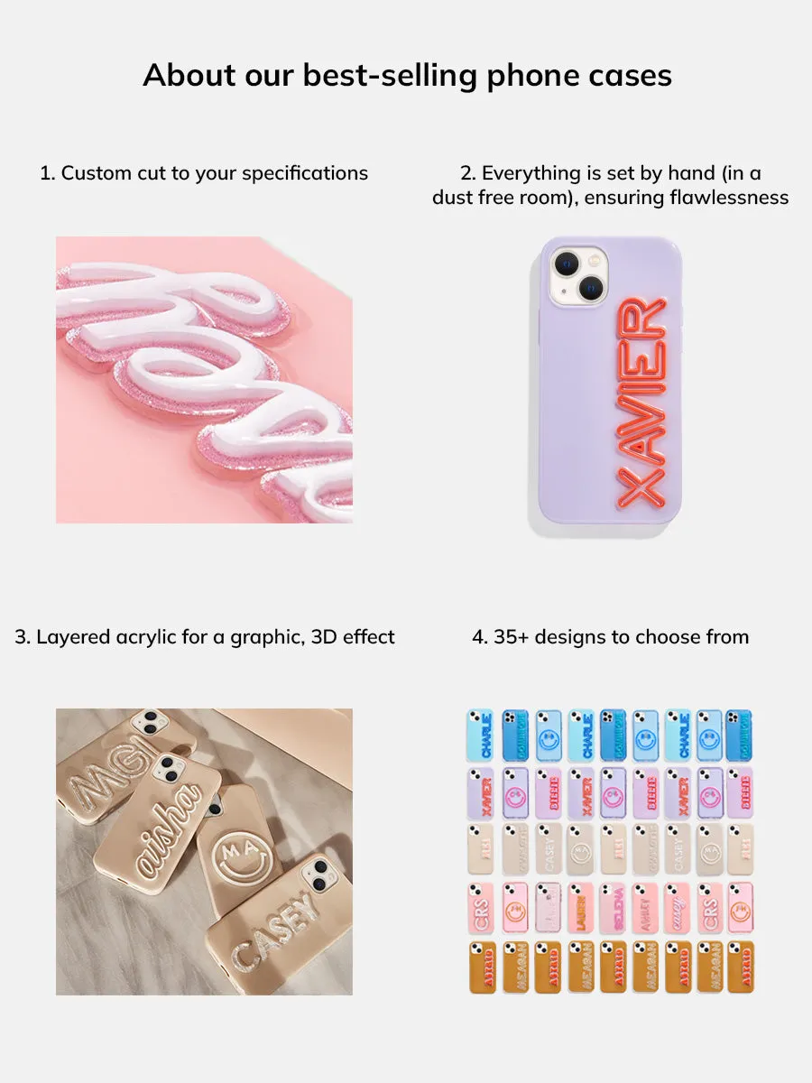 Fine Line Custom iPhone Case - Mauve/White