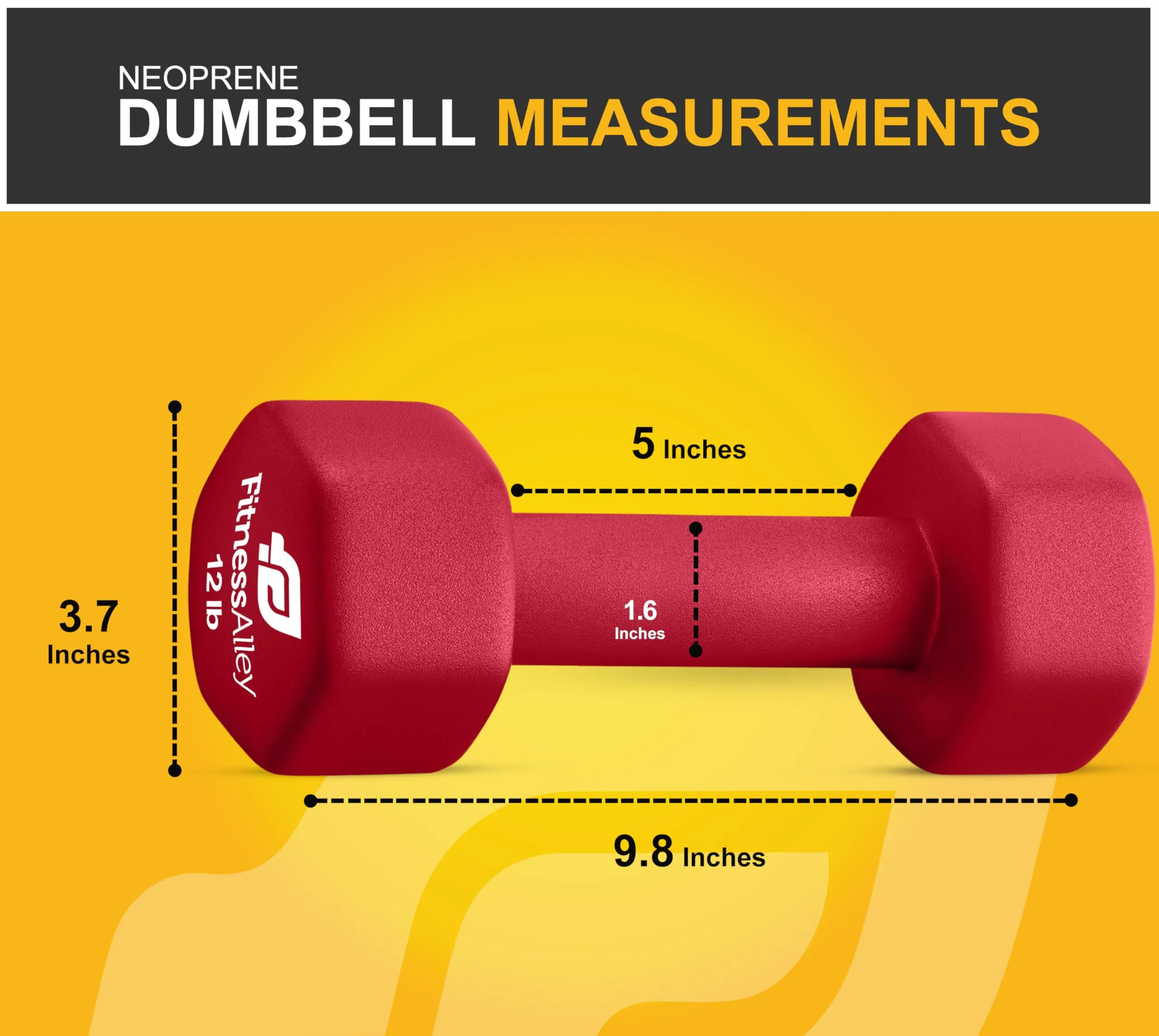 Fitness Alley 12lb Red Hex Neoprene Dumbbell Set for Strength Training