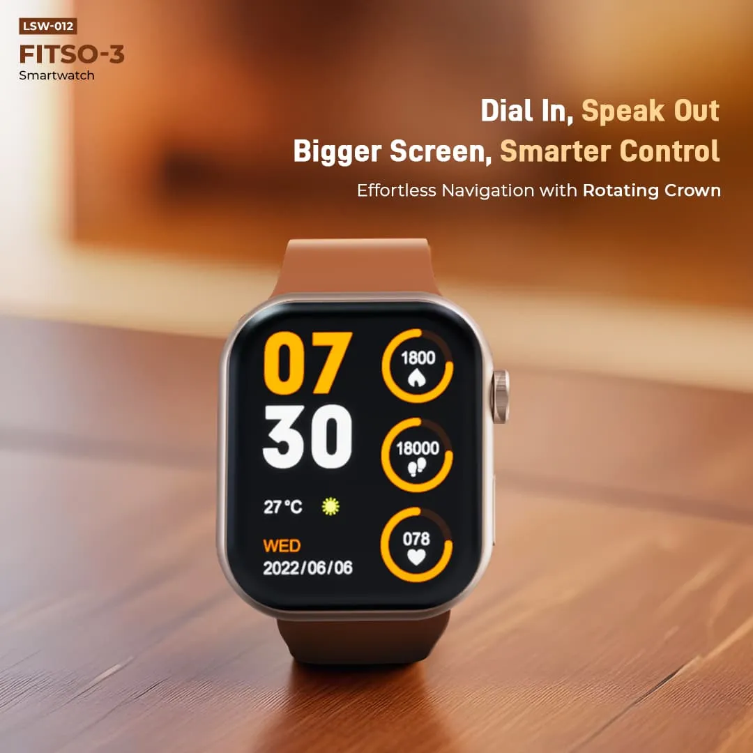 Fitso 3 BT Calling Smartwatch with Full Touch Control- Gold (LSW-012)