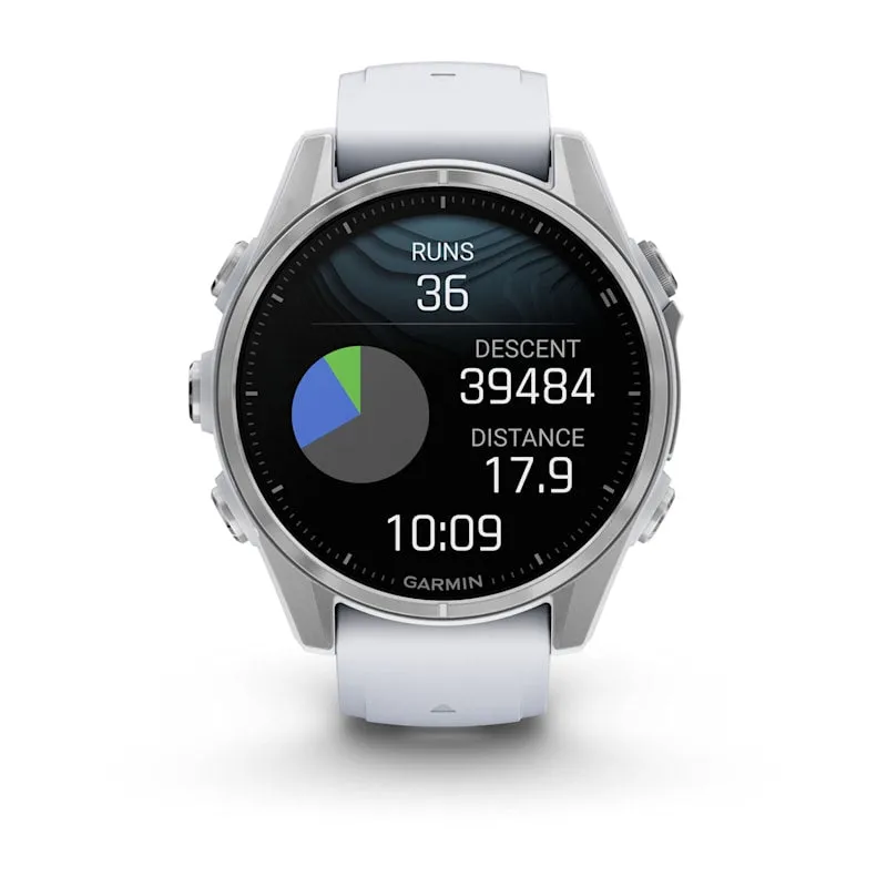 fēnix® 8 – 43 mm | AMOLED - Silver with White Silicone Band