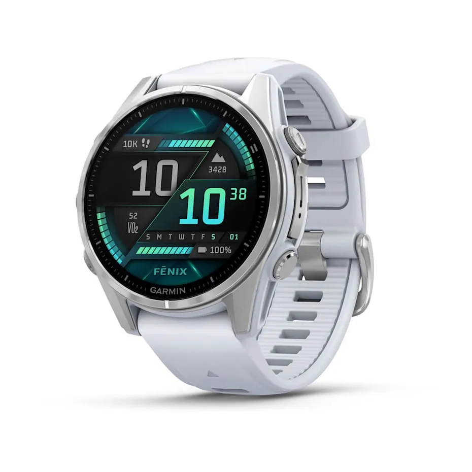 fēnix® 8 – 43 mm | AMOLED - Silver with White Silicone Band