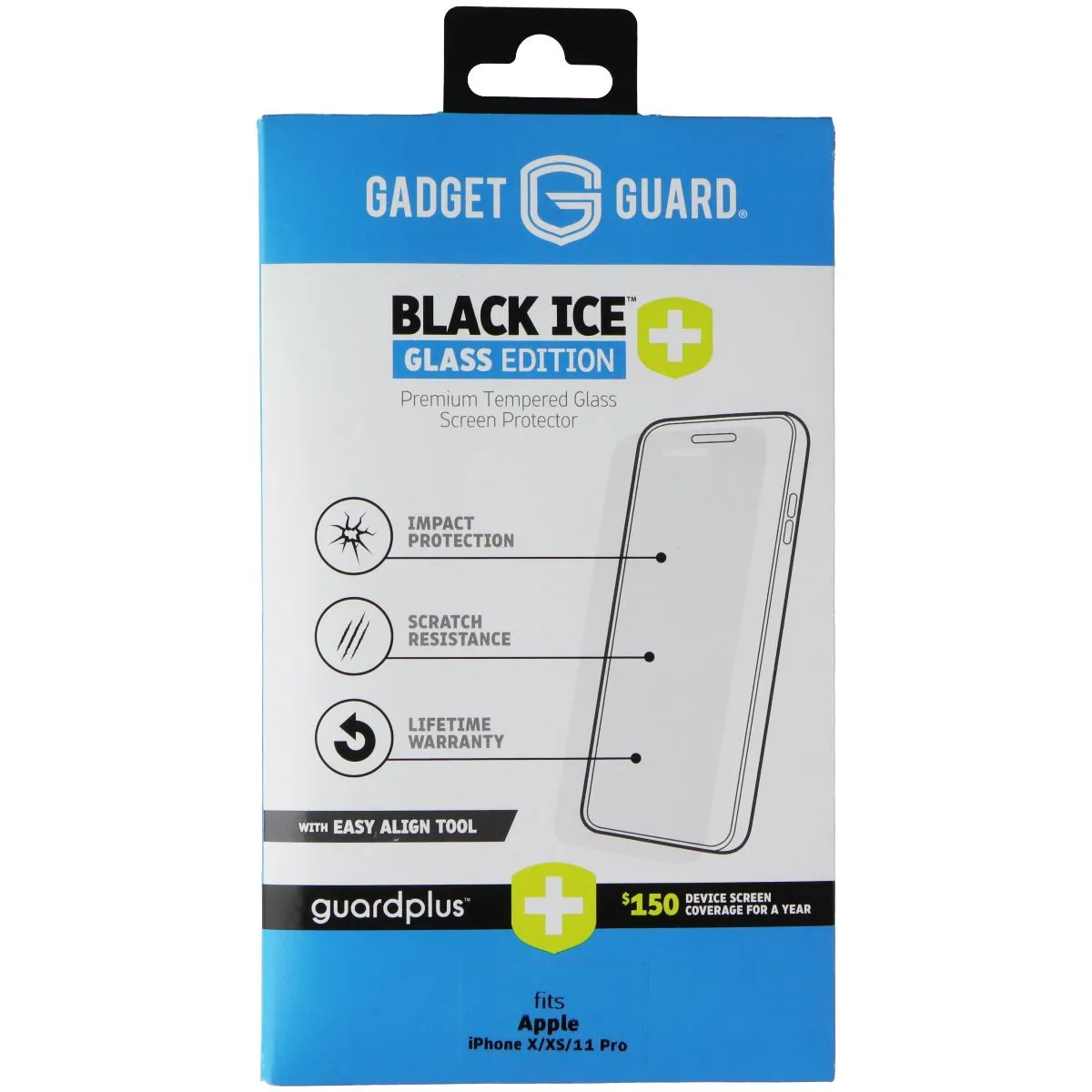 Gadget Guard (Black Ice ) Tempered Glass with Align Tool for iPhone 11 Pro/Xs/X