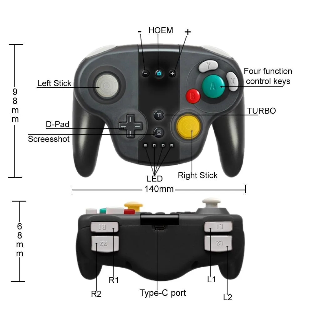 Gamecube Style Controller for Nintendo Switch: With Amiibo/NFC Functionality Wired or Wireless Connection