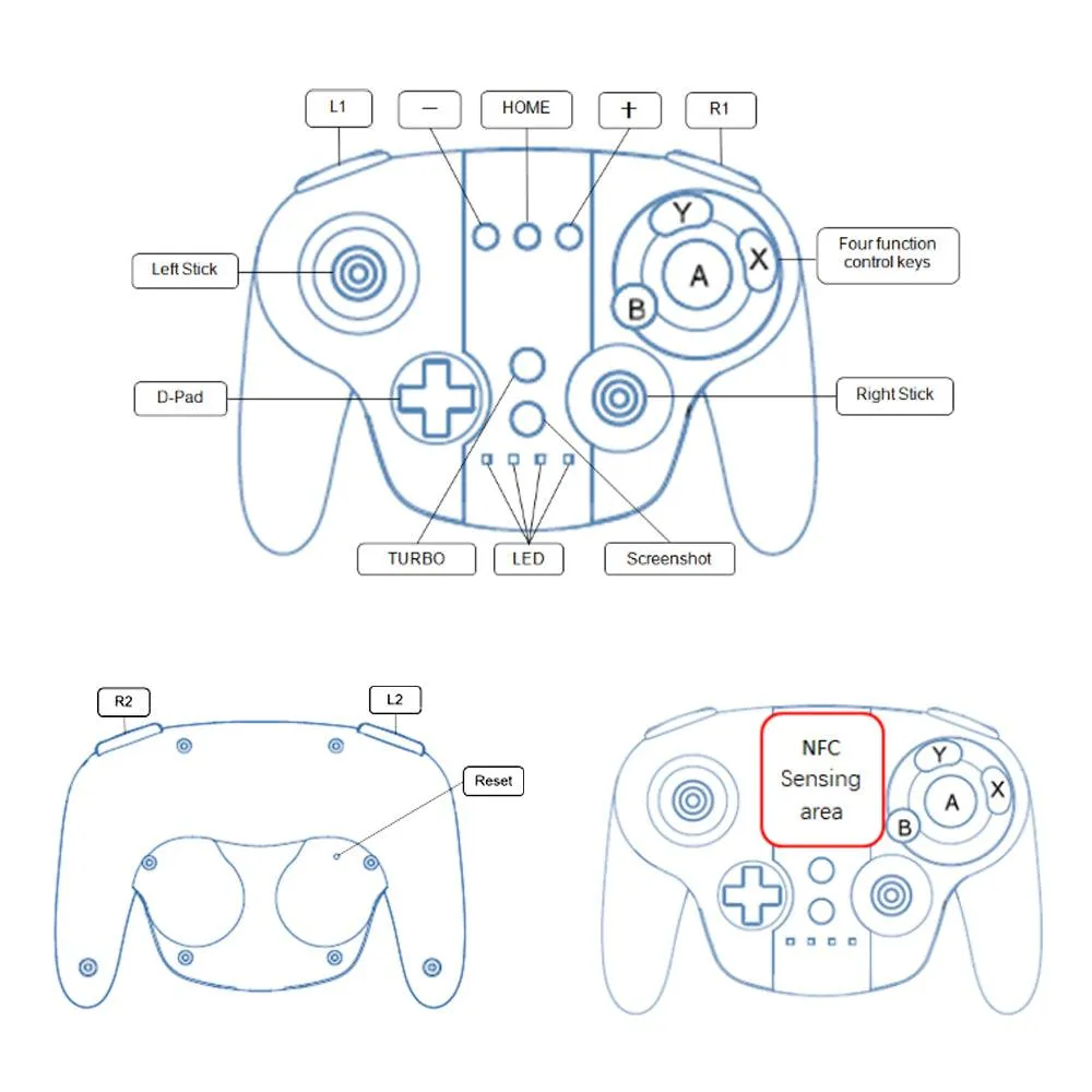 Gamecube Style Controller for Nintendo Switch: With Amiibo/NFC Functionality Wired or Wireless Connection